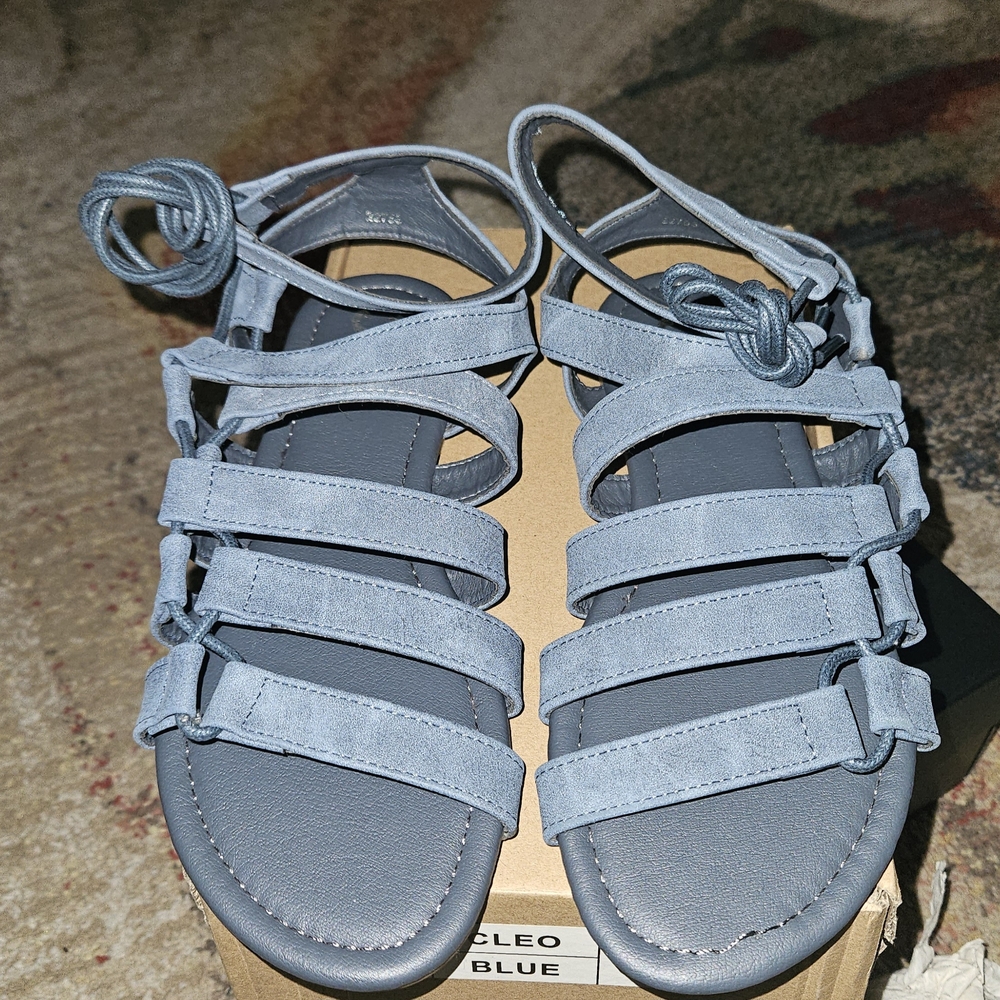 Blue Gladiator Sandals with Ankle Strap